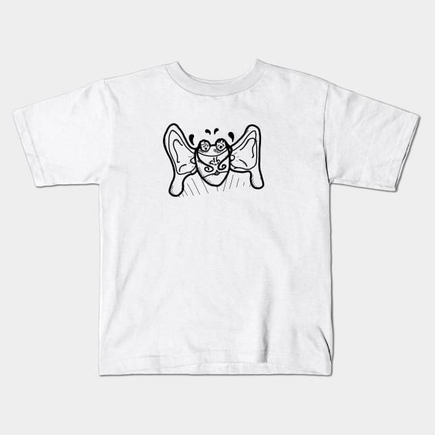 Beautiful butterfly man - black line tattoo style Kids T-Shirt by DopamineDumpster